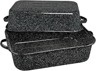 21 in Oven Rectangular Roaster with lid. (Speckled Black) - Accommodates up to 25 lb poultry or roast.