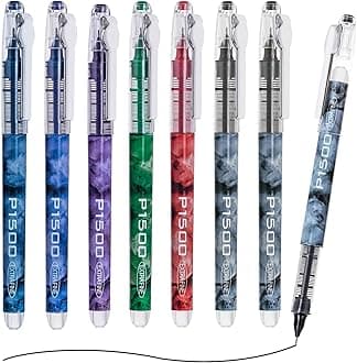 EYEYE Liquid Ink Needle Tip Rollerball Pens Black 0.5mm Quick Dry, 5 Assorted Colors and 3 Black Extra Fine Point Pen Smooth Writing Pens for Journaling, Note Taking, Office, School Supplies