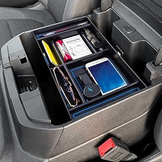 PIMCAR Center Console Organizer Compatible with 2019-2022 Chevy Silverado 1500/GMC Sierra 1500 & 2020-2023 Chevy Silverado/GMC Sierra 2500 HD/3500 HD (Full Console w/Bucket Seats ONLY) Blue Trim