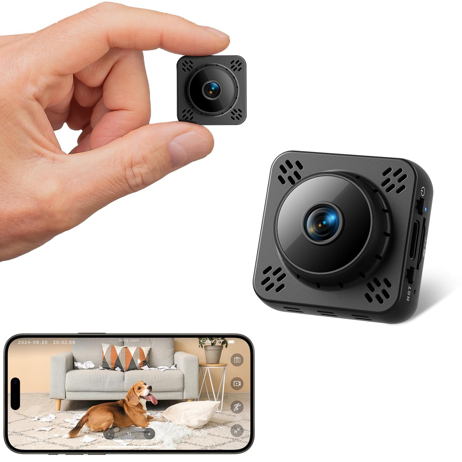 Mini Camera, 2K Nanny Cam Wireless with 1-Year Cloud Storage & No WiFi Needed, Motion Detection & Night Vision with Magnetic Mount for Pet/Baby/Home Security