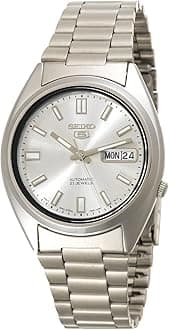 Seiko Men's SNXS73 Seiko 5 Automatic White Dial Stainless-Steel Bracelet Watch, Silver - SNXS73, Automatic Watch