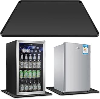 Mini Fridge Silicone Mat with Convex Edge - 24''x24''x0.8'' - Mini Fridge Freezer Under Mat prevents appliance leaks and spills, providing the ultimate floor protection for appliances (black)