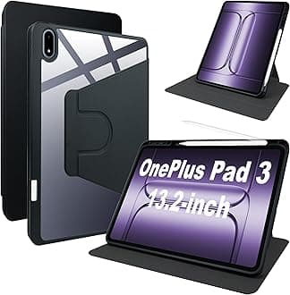 for OnePlus Pad 3, PC 360°Swivel case with Pen Slot, Lightweight,Scratch Resistant, Black for OnePlus Pad 3 13.2 inch 2025