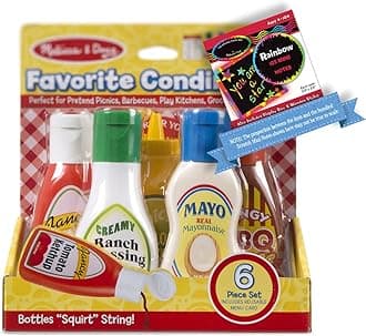 Melissa & Doug Favorite Condiments: Play Food Set Bundle with 1 Theme Compatible M&D Scratch Fun Mini-Pad (04317)