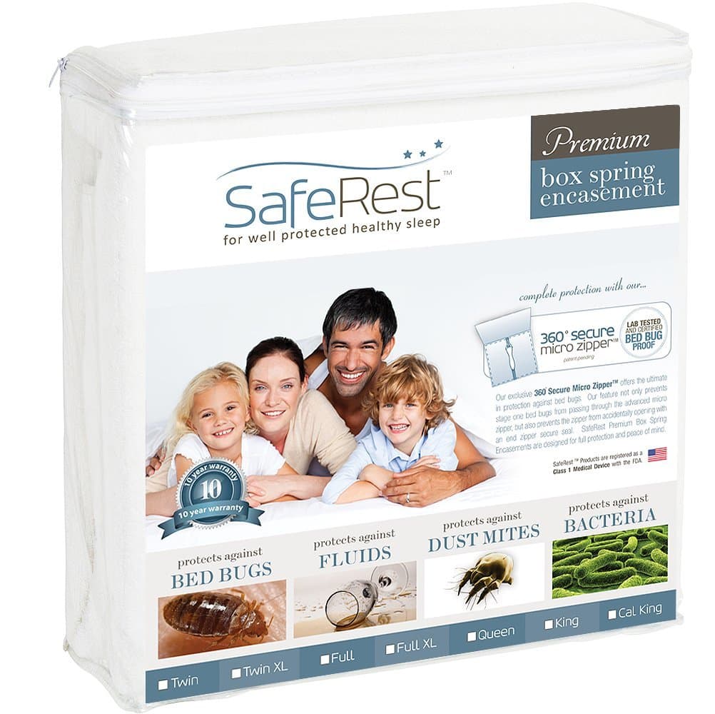 California King Size (Includes Two Encasements Needed For Split Box Springs) Saferest Premium Waterproof Lab Certified Bed Bug Proof Zippered Box Spring Encasement - Designed For Complete Bed Bug, Dust Mite And Fluid Protection 9"