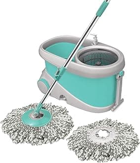 Spotzero By Milton Wave Spin Mop, Aqua Green, Pack of 1, Plastic