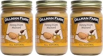 Dillman Farm All Natural Gourmet Honey Dijon Mustard - Gluten-Free, Non-GMO, Vegan, Kosher, Eco-Friendly, Preservative Free, Corn Syrup Free - Made in USA, 14oz (Pack of 3)