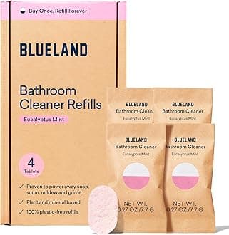 BLUELAND 4 x 60ml Eucalyptus Mint Scented Bathroom Cleaner Refill Eco Friendly Cleaner