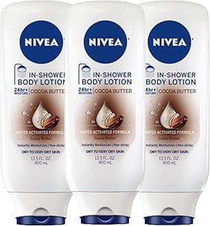 NIVEA Cocoa Butter In-Shower Body Lotion - Non-Sticky For Dry to Very Dry Skin - 13.5 oz. Bottle (Pack of 3)