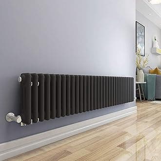 Warmehaus - Traditional Cast Iron Style Anthracite 3 Column Horizontal Radiator 300x1460mm - Modern Central Heating Space Saving Radiators - Perfect for Bathrooms, Kitchen, Hallway, Living Room