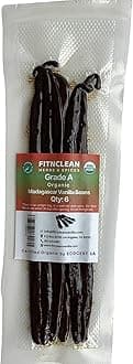 6 Organic Vanilla Beans Madagascar Grade A for Extract, Cooking Baking by VANILLA| Certified USDA Organic. 6-7.5 Bourbon Fresh Gourmet NON-GMO Whole Pods.