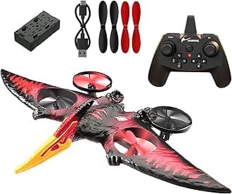 jaming Pterodactyl Dinosaur Toys Drone for Kids,Dragon Remote Control Airplane,Flying Toys Birthday Gifts for 8-12 Year Old Boys,RC Plane for Kids 8-12 （Red）