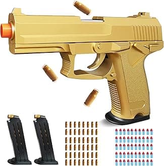 Gold Soft Bullet Toy Gun with 50 Foam Bullets, 48 Shells & 2 Clips