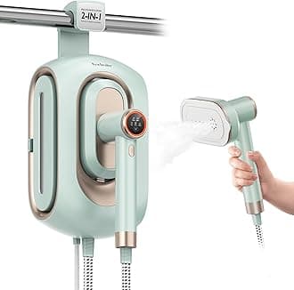 Newbealer 2In1 Pro Steam Station Iron, 1550W Turbo 3-level Steam & 3 Dry Heat Modes for Clothes, 30s Heat Up, 1.2L Detachable Tank, Auto-Off, Self Cleaning, Commercial-Grade for Home & Hotel (Green)