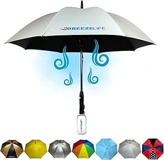Rechargeable Mister Breeze, Sun Umbrella with Fan and Mister, Umbrella Mister with Built-in Fan, For Festivals, Beach and More, Blocks Harmful Sun Rays, Mist bottle included
