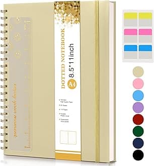 Dotted Notebook, Spiral Notebook Journal 8.5” x 11”, A4 Large Dot Grid Notebooks for Women Men, 100 GSM Dotted Paper, Plastic Hardcover Spiral Bullet Journals for Work School Sketching, Yellow