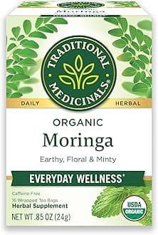 Traditional Medicinals Tea, Organic Moringa Spearmint & Sage - Everyday Wellness - Kosher, Non-GMO, Caffeine-Free - 16 Tea Bags