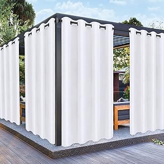 PureFit Outdoor Curtains for Patio Waterproof ââ‚¬â€œ Weatherproof, UV and Fade Resistant Outside Curtains for Gazebo, Front Porch, Pergola, Sun Blocking Privacy Curtain, 52 x 84 inch, 1 Panel, White