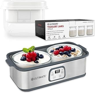 Probiotic Yogurt Maker Bundle - Comes with the Ultimate Yogurt Strainer & 8 Extra Jars - Make Trillions of Live Probiotics from Home & Make Greek Yogurt