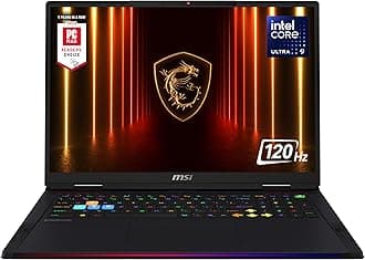msi Raider 18 HX AI 18” 120Hz UHD+ Gaming Laptop: Intel Core U9-285HX, NVIDIA Geforce RTX 5080, 64GB DDR5, 4TB NVMe SSD, Thunderbolt 5, Wi-Fi 7, Win 11 Home: Black A2XWIG-014US