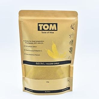 TOM Taste of Maa™ Pili Mirch Powder (Yellow Chilli Powder) – Authentic & Flavorful Spice for Indian & Mexican Dishes – 500g Pack