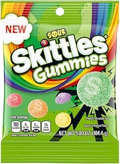 SKITTLES GUMMIES Sour Gummy Candy Grab and Go Pack, 5.8 oz Bag, Pack of 12