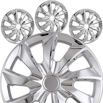 15" Premium Universal Wheel Rim Covers – Set of 4 Chrome Hubcaps,ABS&PC Material Hub Protection Accessory,Snap-on Replacement Caps for Car,Pickup Truck,SUV - 15 Inch Chrome
