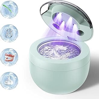 Ultrasonic Retainer Cleaner, Retainer Cleaner Machine for Dentures, Mouth Guards, Braces, Toothbrush Heads with 200ML Capacity, 45kHz Ultrasonic Cleaner, 4 Modes for All Dental Appliances (Green)