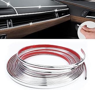 INSAUTO 16Ft Car Trim Strip Self-Adhesive, Automotive Side Body Chrome Moulding Car Exterior Accessories for Men, DIY Car Trim Line Molding for Car Decoration Window Bumper Scratch-Proof Chrome Silver