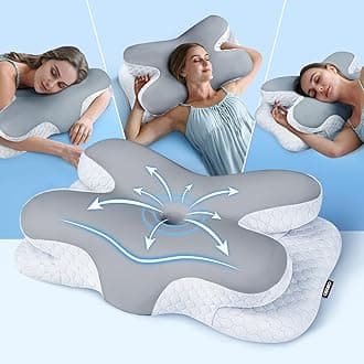 Enjoy Pain Relief Sleeping Cervical Neck Pillow, Ergonomic Contour Zoned Fits Side Sleeper, Non-Temperature Affected Memory Foam Pillows, Q-max Cooling Pillow Support Back Stomach Sleepers