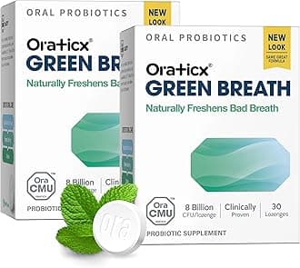 Oral Probiotics Green Breath, Freshen Bad Breath, Dental Probiotic Supplement for Oral Health, 8 Billion CFU, Mint Flavor 30 Lozenges 2-Pack