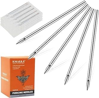 16G 100pcs Professional Piercing Needles - 316L Stainless Steel Jewelry Needles Hollow Design, Thin Sharp Tips for Nostril & Eyebrow Piercing Jewelry