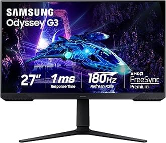27-Inch Odyssey G3 (G30D) Series FHD Gaming Monitor, 1ms, 180Hz, AMD FreeSync, Adjustable Stand, Black Equalizer, Virtual Aim Point, Eye Saver Mode, Flicker-Free, LS27DG302ENXZA