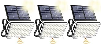 SUPERDANNY Solar Outside Lights with 113 Bright LEDs 7000K, Motion Sensor Outdoor Flood Lights Dusk to Dawn with 16ft Cable IP65 Waterproof, Security Light for Garden Barn Porch 3 Pack