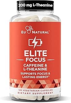Elite Caffeine Energy Pills with L-Theanine, 120 Soft Capsules