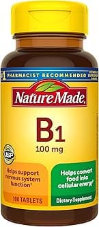 Nature Made Vitamin B1 100 mg, Dietary Supplement for Energy Metabolism Support, 100 Tablets, 100 Day Supply