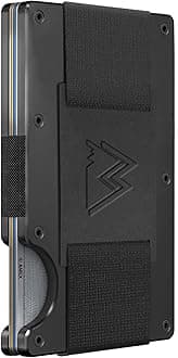 Mountain Voyage CoMountain Voyage Minimalist Cash Strap Wallet - Slim RFID Blocking Wallet for Men & Women - Scratch Resistant, Credit Card Holder, Easily Removable Money & Cards, Aluminium Wallet (Black Titanium)