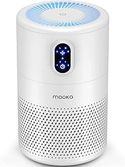 MOOKA Air Purifier for Home Large Room up to 430ft², H13 True HEPA Air Filter Cleaner, Odor Eliminator, Remove 99.97% Allergies Smoke Dust Mold Pollen Pet Dander, Night Light (Available for