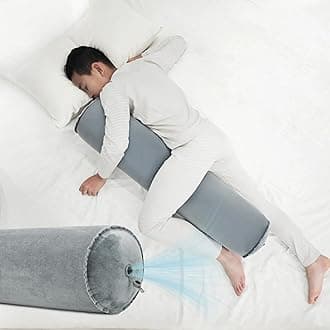 ONTYZZ Inflatable Short Body Pillow, Short Pillow for Bed, Oval Bolster Pillow for Good Sleeping and Back/Neck Support, 1pcs Grey