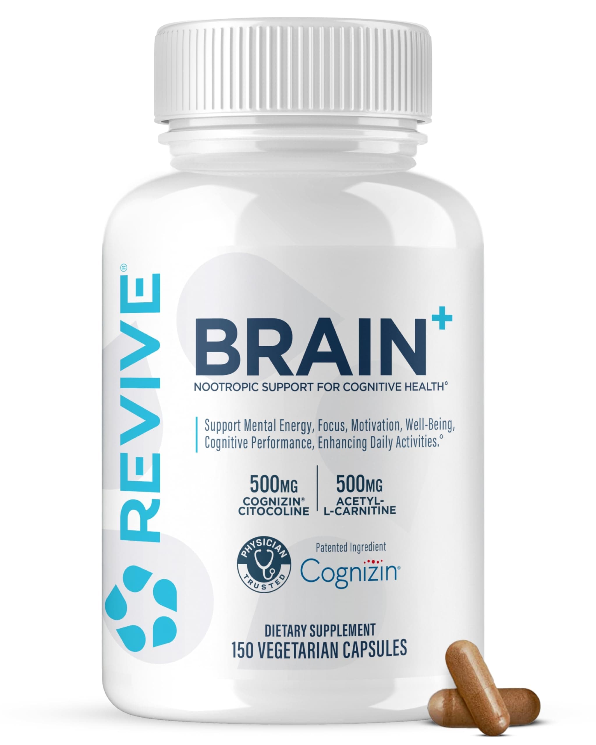 MD Brain Supplements for Memory and Focus, Brain Plus, 150 Capsules - Stimulant Free Natural Supplement with No Fillers Supports Cognitive Function, Memory & Focus - Vegan, Gluten & Soy Free