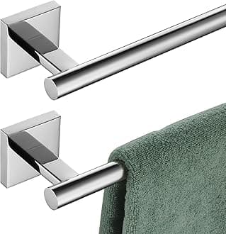 KOKOSIRI Bath Towel Bar Bathroom Towel Holder for Toilet Kitchen 24 Inch Necklace Holder, 2 Pack Chrome Stainless Steel B4005CH-L24-P2