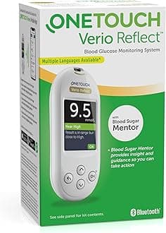 Verio Reflect® Blood Glucose Meter - System for Blood Glucose Control with 1 Blood Glucose Meter,1 Lancing Device, 10 lancets &1 Pouch.