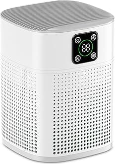 Air Purifiers for Bedroom, Honeyuan H13 HEPA Air Purifier for Home Large Room 1095 sqft, Air purifiers with 360°Air Intake, 3 Fan Speeds, 3-Stage Filtration, White