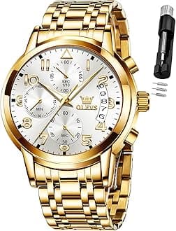 OLEVSMens Watches Chronograph Business Dress Quartz Stainless Steel Waterproof Luminous Date Wrist Watch