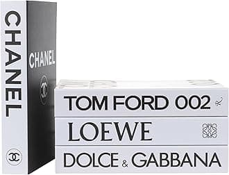 White Large | 4 PCS Faux Decorative Book Boxes | Not Real Books, Cardboard Foldable Display Props | Home Decor for Coffee Table, Bookshelf, Living Room, Office