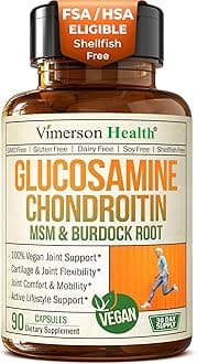 Vegan Glucosamine Chondroitin, Phytodroitin MSM Supplement Capsules. Joint Support Supplement Without Shellfish. 100% Vegan, Non-GMO & Plant-Based