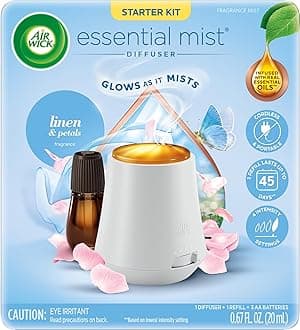 Essential Mist Starter Kit (Gadget + 1 Refill), Linen & Petals, Air Freshener, Essential Oils