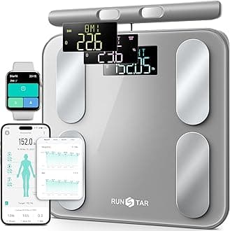 Digital Bathroom Scale for Body Weight, Body Fat, BMI 28 Measurements, Innovative 8-Electrode Smart Scales FSA or HSA Eligible with Voice Prompt Function High Accurate Bluetooth Weight Machine