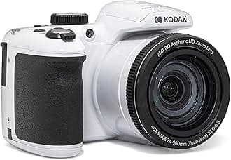 KODAK Pixpro Astro Zoom AZ405 - Digital Bridge Camera, 40x Zoom, 24mm Wide-Angle Lens, 20 Megapixels, 3-inch LCD, Full HD 1080p Video, Optical Image Stabilization (OIS), AA Battery - White