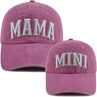 Goyklrb 2PCS Mama and Mini Matching Baseball Cap for Mom Girl, Adjustable Cotton Embroidered Parent-Child Hat